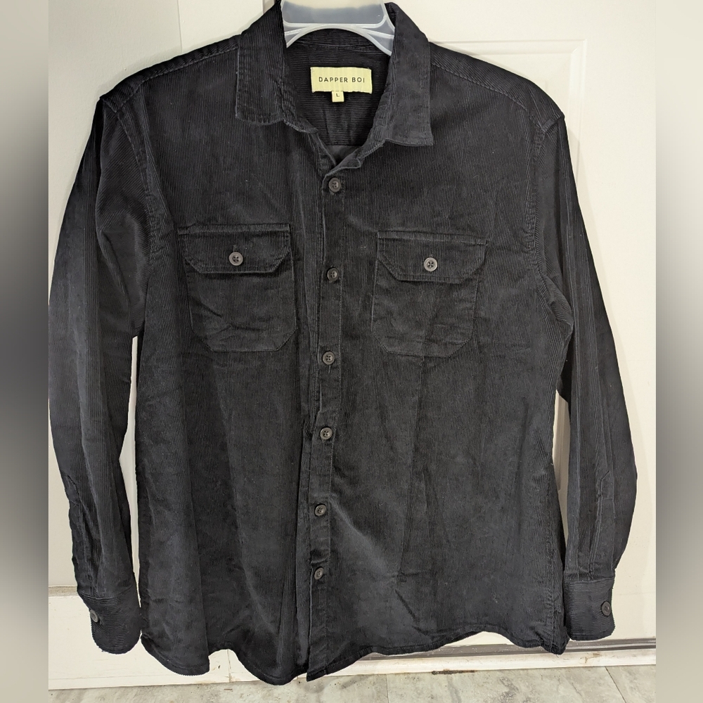 Dapper Boi Black Courdaroy Shacket L